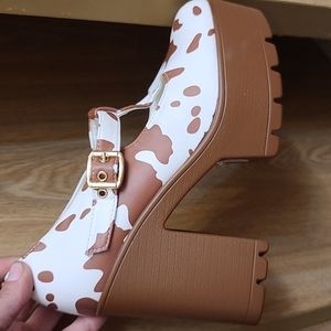 Cow print heels